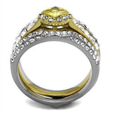 TK2291 - Two-Tone IP Gold (Ion Plating) Stainless Steel Ring with AAA Grade CZ in Topaz - Alamode - Flyclothing LLC