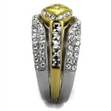TK2291 - Two-Tone IP Gold (Ion Plating) Stainless Steel Ring with AAA Grade CZ in Topaz - Alamode - Flyclothing LLC