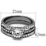 TK2292 - High polished (no plating) Stainless Steel Ring with AAA Grade CZ in Clear - Alamode - Flyclothing LLC