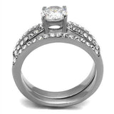 TK2292 - High polished (no plating) Stainless Steel Ring with AAA Grade CZ in Clear - Alamode - Flyclothing LLC