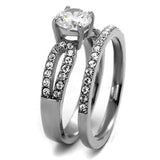 TK2292 - High polished (no plating) Stainless Steel Ring with AAA Grade CZ in Clear - Alamode - Flyclothing LLC