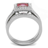 TK2293 - High polished (no plating) Stainless Steel Ring with AAA Grade CZ in Ruby - Alamode - Flyclothing LLC