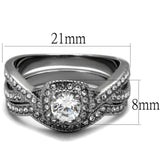TK2296 - High polished (no plating) Stainless Steel Ring with AAA Grade CZ in Clear - Alamode - Flyclothing LLC
