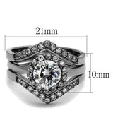 TK2297 - High polished (no plating) Stainless Steel Ring with AAA Grade CZ in Clear - Alamode - Flyclothing LLC