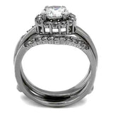 TK2297 - High polished (no plating) Stainless Steel Ring with AAA Grade CZ in Clear - Alamode - Flyclothing LLC
