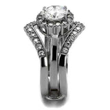 TK2297 - High polished (no plating) Stainless Steel Ring with AAA Grade CZ in Clear - Alamode - Flyclothing LLC