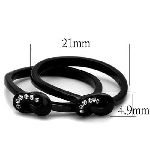 TK2300 - IP Black(Ion Plating) Stainless Steel Ring with Top Grade Crystal in Clear - Alamode - Flyclothing LLC