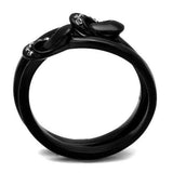 TK2300 - IP Black(Ion Plating) Stainless Steel Ring with Top Grade Crystal in Clear - Alamode - Flyclothing LLC