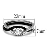 TK2301 - Two-Tone IP Black (Ion Plating) Stainless Steel Ring with AAA Grade CZ in Clear - Alamode - Flyclothing LLC