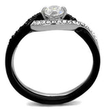 TK2301 - Two-Tone IP Black (Ion Plating) Stainless Steel Ring with AAA Grade CZ in Clear - Alamode - Flyclothing LLC