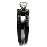 TK2303 - Two-Tone IP Black (Ion Plating) Stainless Steel Ring with AAA Grade CZ in Clear - Alamode - Flyclothing LLC