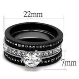 TK2304 - Two-Tone IP Black (Ion Plating) Stainless Steel Ring with AAA Grade CZ in Clear - Alamode - Flyclothing LLC