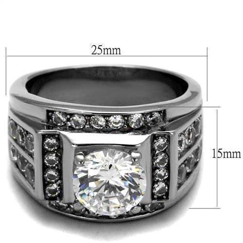TK2305 - High polished (no plating) Stainless Steel Ring with AAA Grade CZ in Clear - Alamode - Flyclothing LLC