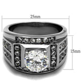 TK2305 - High polished (no plating) Stainless Steel Ring with AAA Grade CZ in Clear - Alamode - Flyclothing LLC