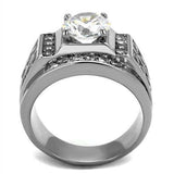 TK2305 - High polished (no plating) Stainless Steel Ring with AAA Grade CZ in Clear - Alamode - Flyclothing LLC