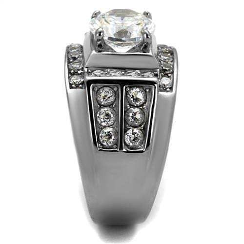 TK2305 - High polished (no plating) Stainless Steel Ring with AAA Grade CZ in Clear - Alamode - Flyclothing LLC