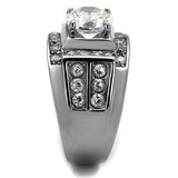 TK2305 - High polished (no plating) Stainless Steel Ring with AAA Grade CZ in Clear - Alamode - Flyclothing LLC