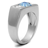 TK2307 - High polished (no plating) Stainless Steel Ring with Top Grade Crystal in Aquamarine - Alamode - Flyclothing LLC