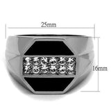 TK2309 - High polished (no plating) Stainless Steel Ring with Top Grade Crystal in Clear - Alamode - Flyclothing LLC