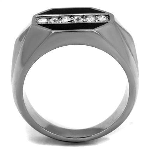 TK2309 - High polished (no plating) Stainless Steel Ring with Top Grade Crystal in Clear - Alamode - Flyclothing LLC