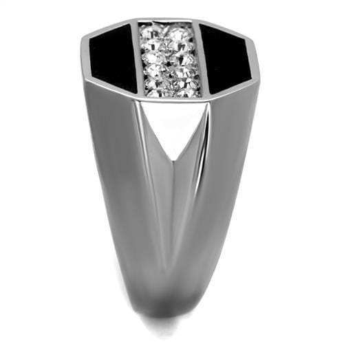 TK2309 - High polished (no plating) Stainless Steel Ring with Top Grade Crystal in Clear - Alamode - Flyclothing LLC