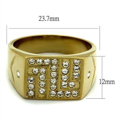 TK2311 - IP Gold(Ion Plating) Stainless Steel Ring with Top Grade Crystal in Clear - Alamode - Flyclothing LLC