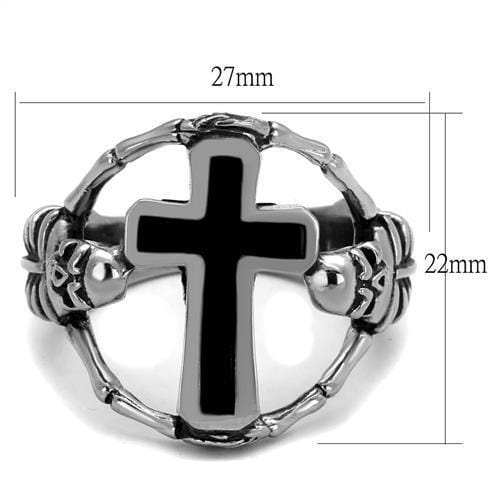 TK2313 - High polished (no plating) Stainless Steel Ring with Epoxy in Jet - Alamode - Flyclothing LLC