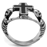 TK2313 - High polished (no plating) Stainless Steel Ring with Epoxy in Jet - Alamode - Flyclothing LLC