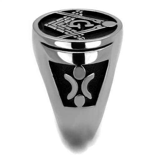 TK2315 - High polished (no plating) Stainless Steel Ring with Epoxy in Jet - Alamode - Flyclothing LLC