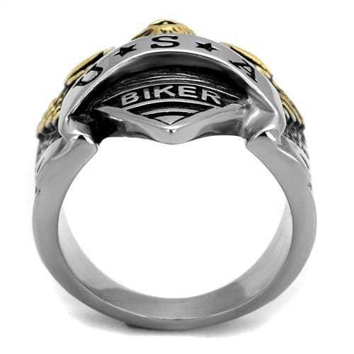 TK2327 - Two-Tone IP Gold (Ion Plating) Stainless Steel Ring with Epoxy in Jet - Alamode - Flyclothing LLC