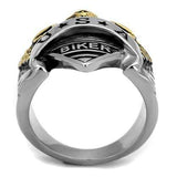 TK2327 - Two-Tone IP Gold (Ion Plating) Stainless Steel Ring with Epoxy in Jet - Alamode - Flyclothing LLC