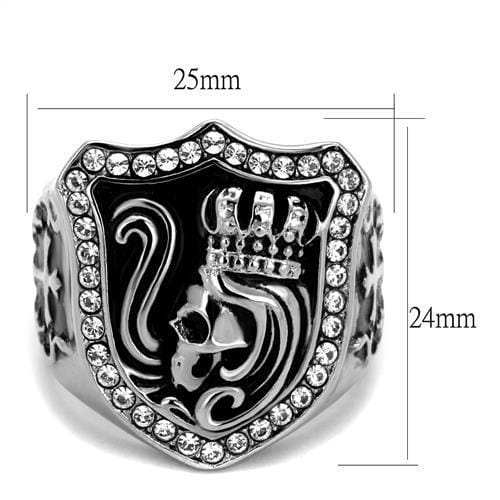 TK2328 - High polished (no plating) Stainless Steel Ring with Top Grade Crystal in Clear - Alamode - Flyclothing LLC