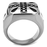 TK2331 - High polished (no plating) Stainless Steel Ring with Epoxy in Jet - Alamode - Flyclothing LLC