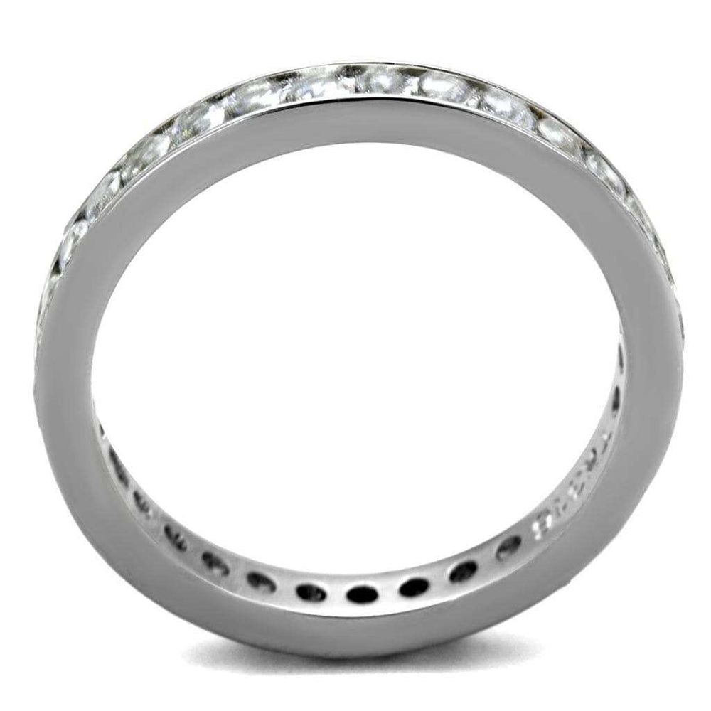 TK2343 - High polished (no plating) Stainless Steel Ring with AAA Grade CZ in Clear - Alamode - Flyclothing LLC