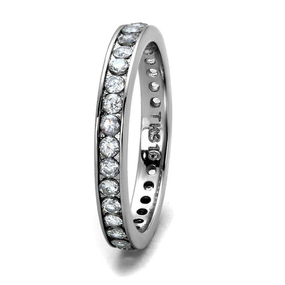 TK2343 - High polished (no plating) Stainless Steel Ring with AAA Grade CZ in Clear - Alamode - Flyclothing LLC