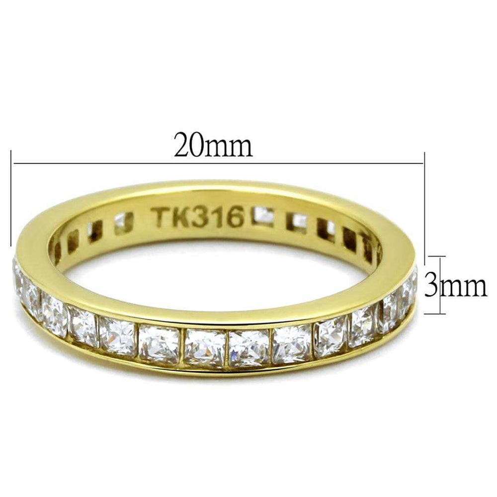 TK2344G - IP Gold(Ion Plating) Stainless Steel Ring with AAA Grade CZ in Clear - Alamode - Flyclothing LLC