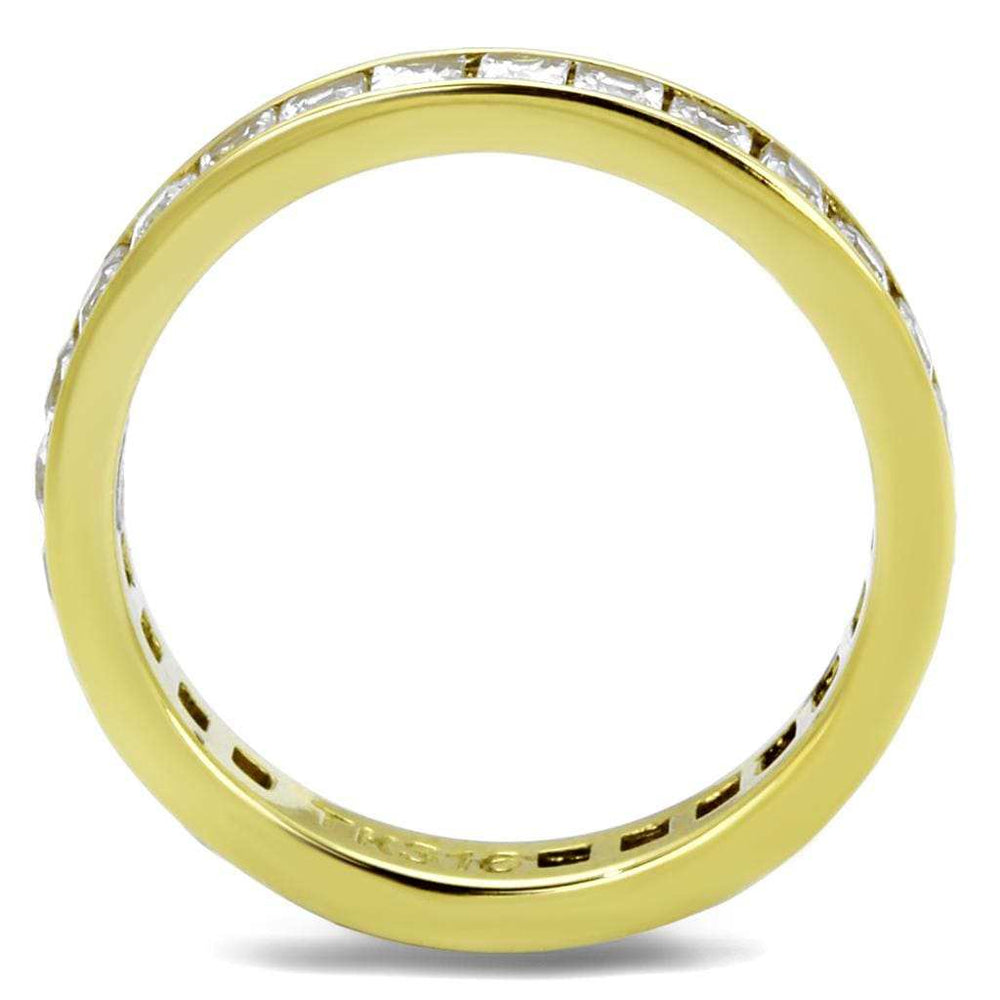 TK2344G - IP Gold(Ion Plating) Stainless Steel Ring with AAA Grade CZ in Clear - Alamode - Flyclothing LLC
