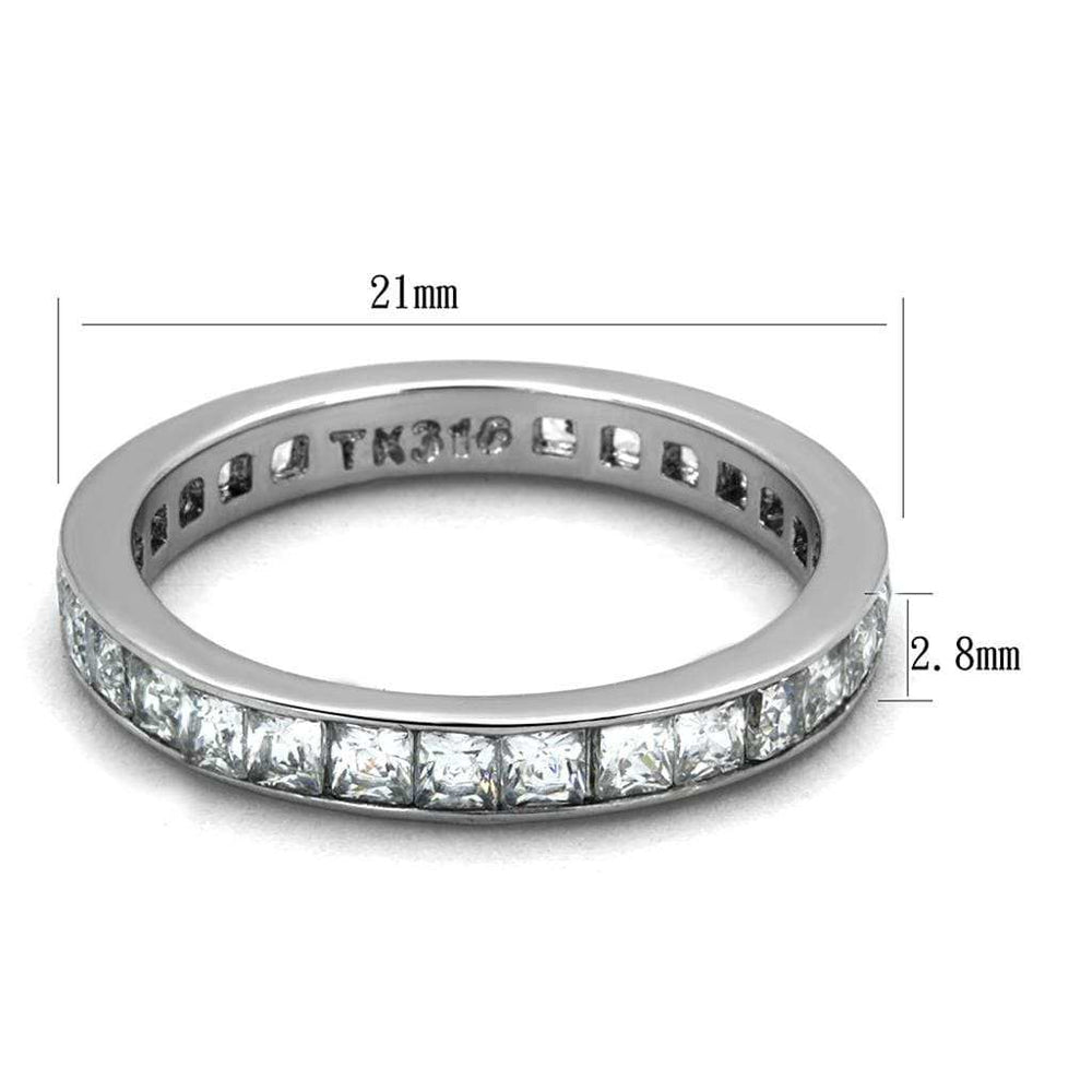 TK2344 - High polished (no plating) Stainless Steel Ring with AAA Grade CZ in Clear - Alamode - Flyclothing LLC