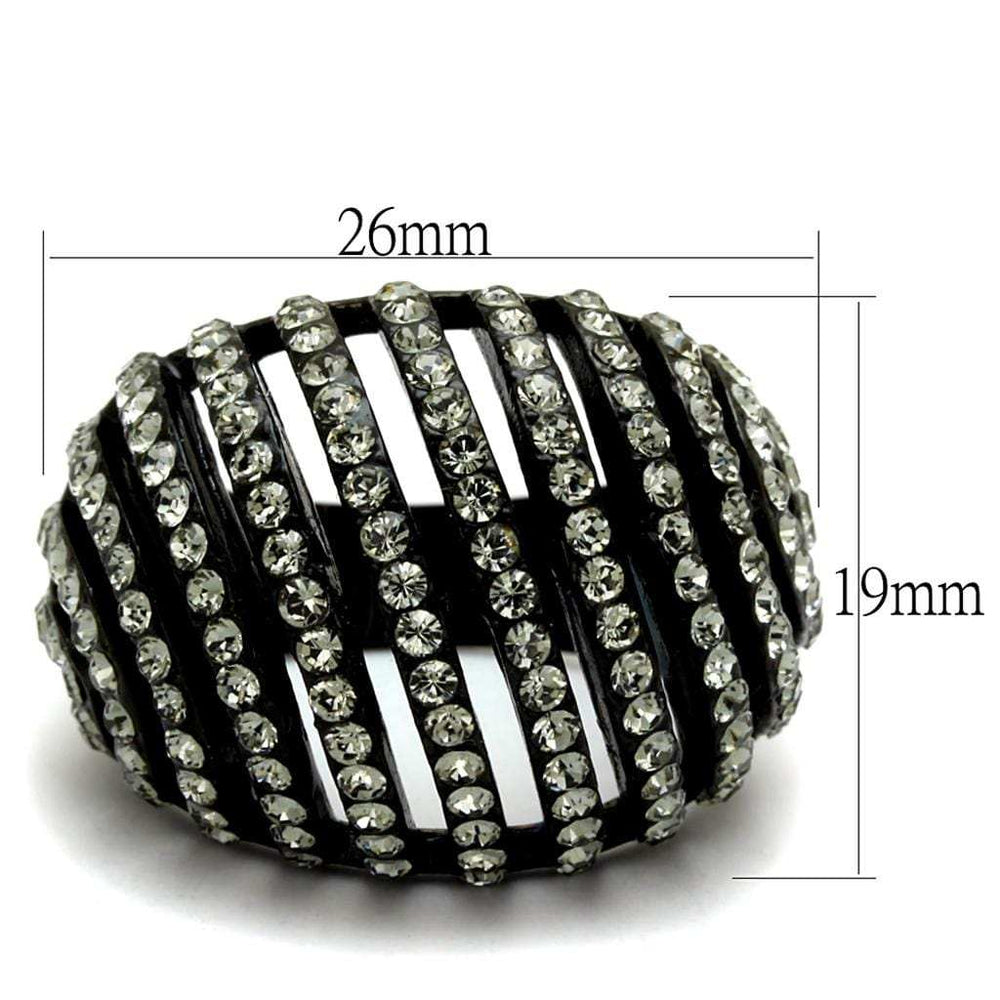 TK2345 - IP Black(Ion Plating) Stainless Steel Ring with Top Grade Crystal in Black Diamond - Alamode - Flyclothing LLC