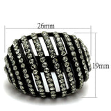 TK2345 - IP Black(Ion Plating) Stainless Steel Ring with Top Grade Crystal in Black Diamond - Alamode - Flyclothing LLC