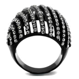 TK2345 - IP Black(Ion Plating) Stainless Steel Ring with Top Grade Crystal in Black Diamond - Alamode - Flyclothing LLC