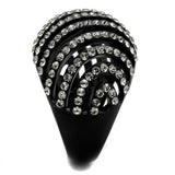 TK2345 - IP Black(Ion Plating) Stainless Steel Ring with Top Grade Crystal in Black Diamond - Alamode - Flyclothing LLC