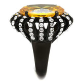TK2346 - IP Black(Ion Plating) Stainless Steel Ring with AAA Grade CZ in Topaz - Alamode - Flyclothing LLC