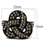 TK2347 - IP Black(Ion Plating) Stainless Steel Ring with Top Grade Crystal in Light Smoked - Alamode - Flyclothing LLC