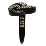 TK2347 - IP Black(Ion Plating) Stainless Steel Ring with Top Grade Crystal in Light Smoked - Alamode - Flyclothing LLC