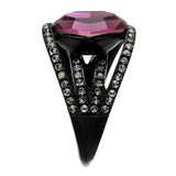 TK2348 - IP Black(Ion Plating) Stainless Steel Ring with Top Grade Crystal in Amethyst - Alamode - Flyclothing LLC