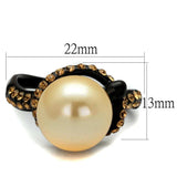 TK2349 - IP Black(Ion Plating) Stainless Steel Ring with Synthetic Pearl in Topaz - Alamode - Flyclothing LLC