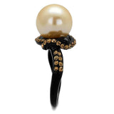 TK2349 - IP Black(Ion Plating) Stainless Steel Ring with Synthetic Pearl in Topaz - Alamode - Flyclothing LLC