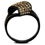 TK2351 - IP Black(Ion Plating) Stainless Steel Ring with Top Grade Crystal in Smoked Quartz - Alamode - Flyclothing LLC