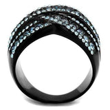 TK2352 - IP Black(Ion Plating) Stainless Steel Ring with Top Grade Crystal in Montana - Alamode - Flyclothing LLC